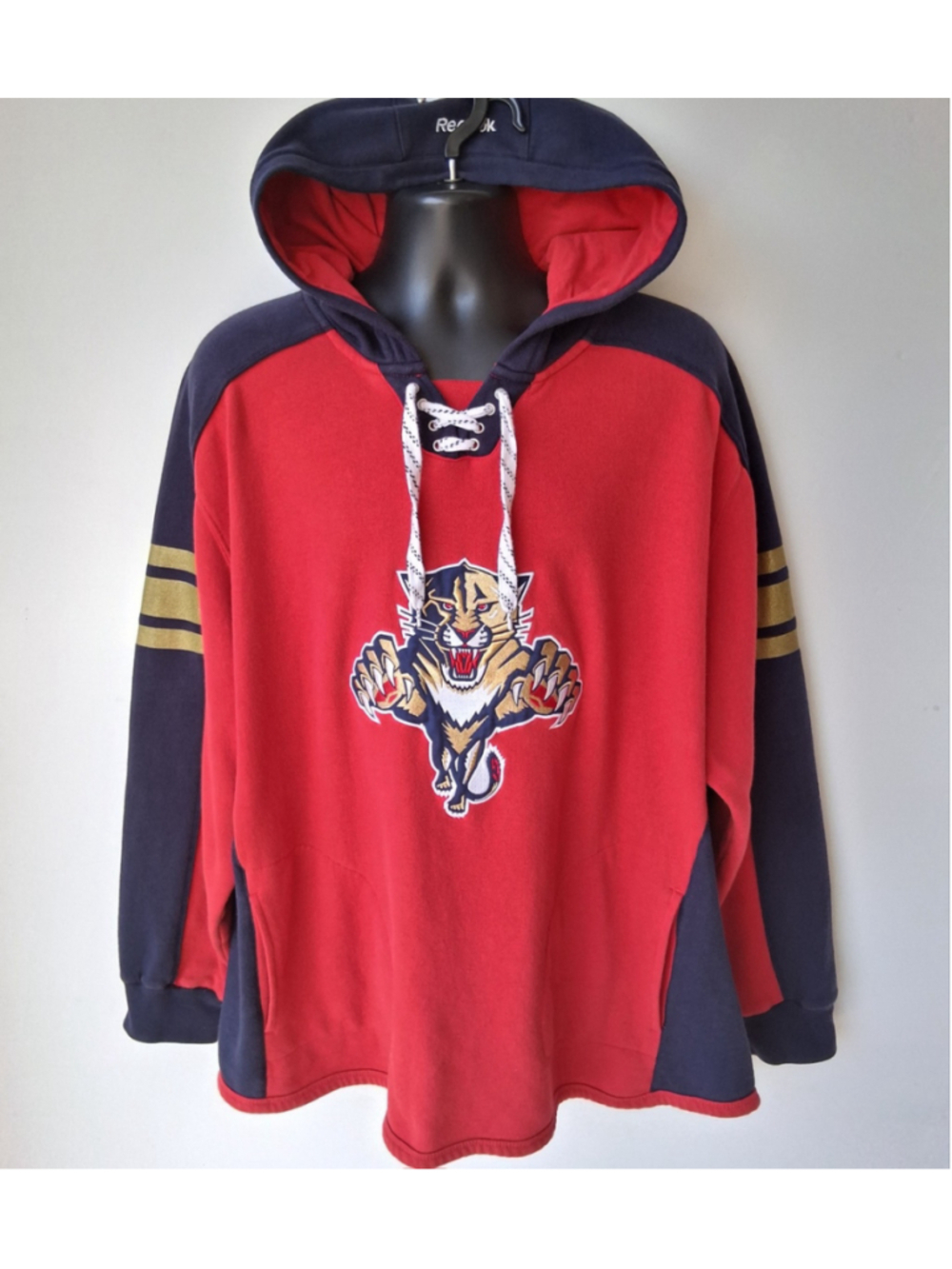 Florida Panthers Men's 2XL Jersey Hoodie Sweatshirt Reebok NHL Face Off Coll.